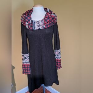 "Deer Isle" print cowl neck dress